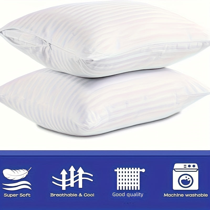 Luxury Hotel Quality Striped Pillow Protectors 100% Polyester Stain-Proof