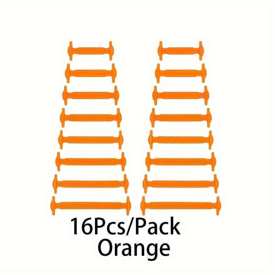 16pcs High Elastic Silicone Lazy Shoelaces for Sneakers, No-Tie, Convenient