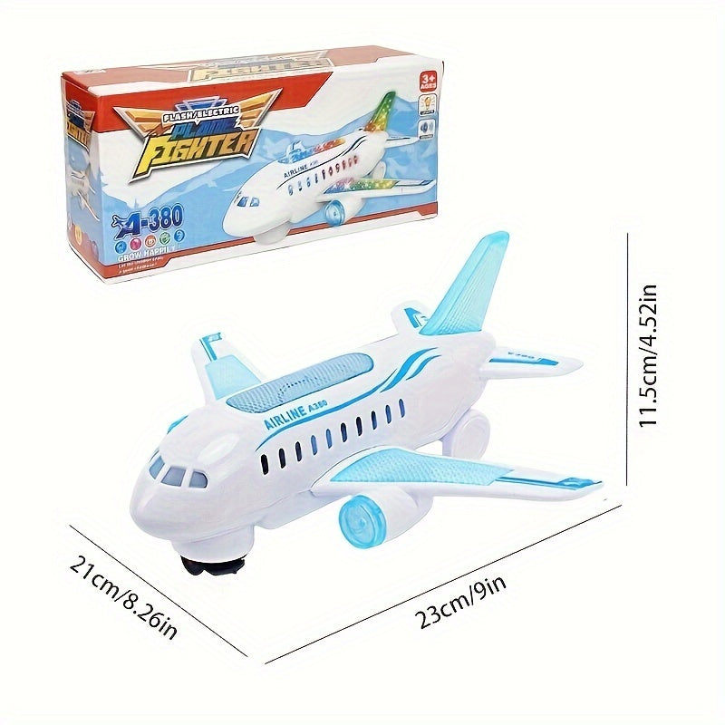 Kids Electric Toy Airplane with Lights and Music White Plastic Model for Boys and Girls