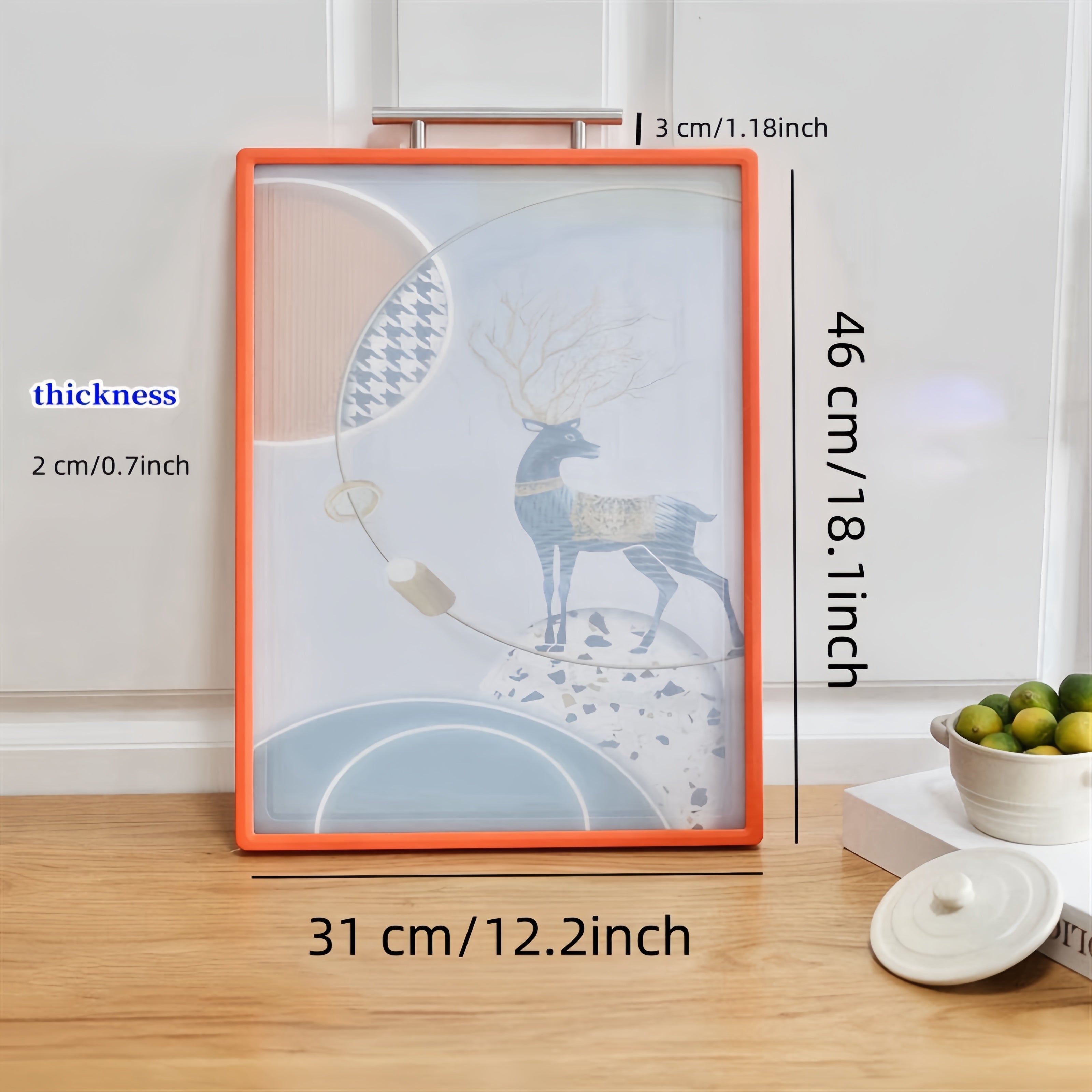 Aseptic Stainless Steel Cutting Board with Handle for Kitchen and Picnic Use