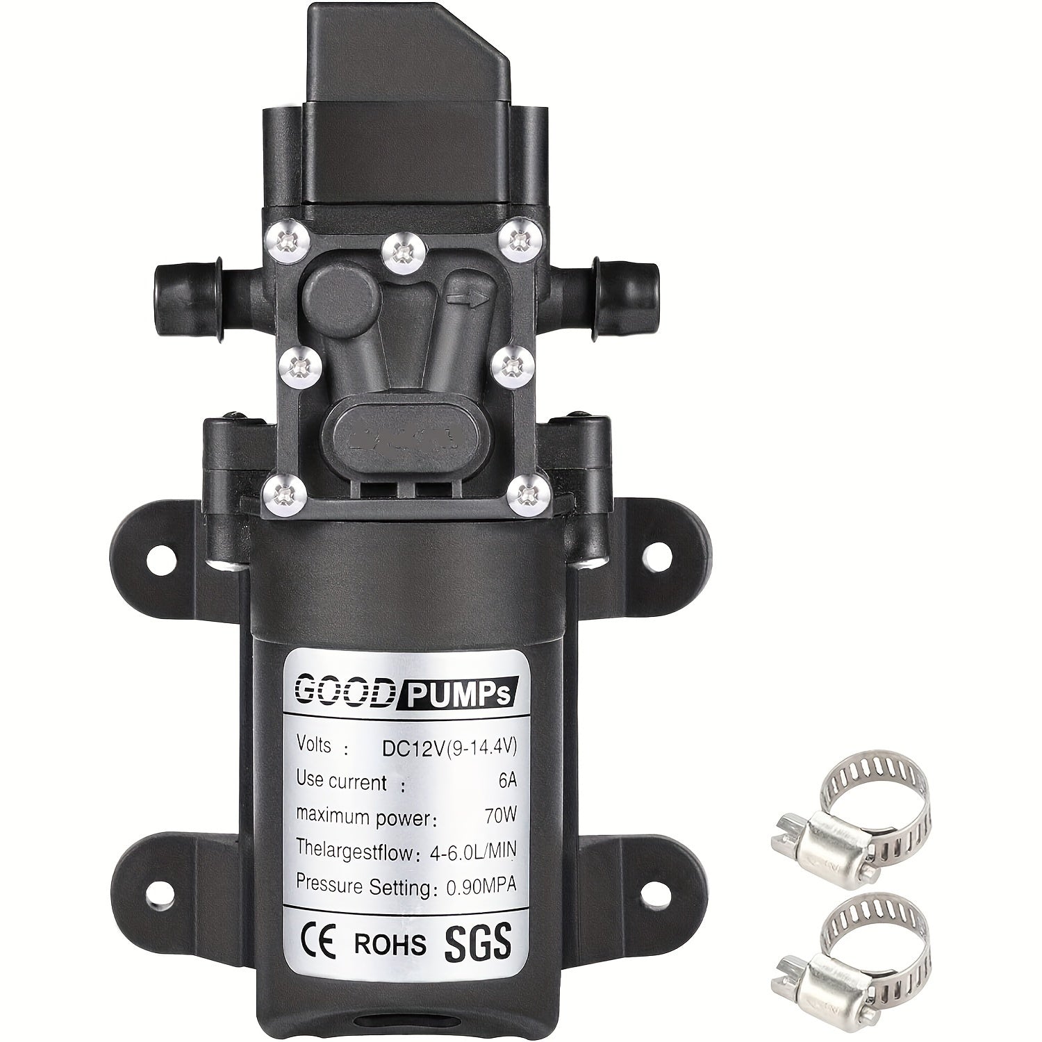 Bomba de agua de 12V de autocebado para lavado de coches, autocaravana, 100W, flujo ajustable