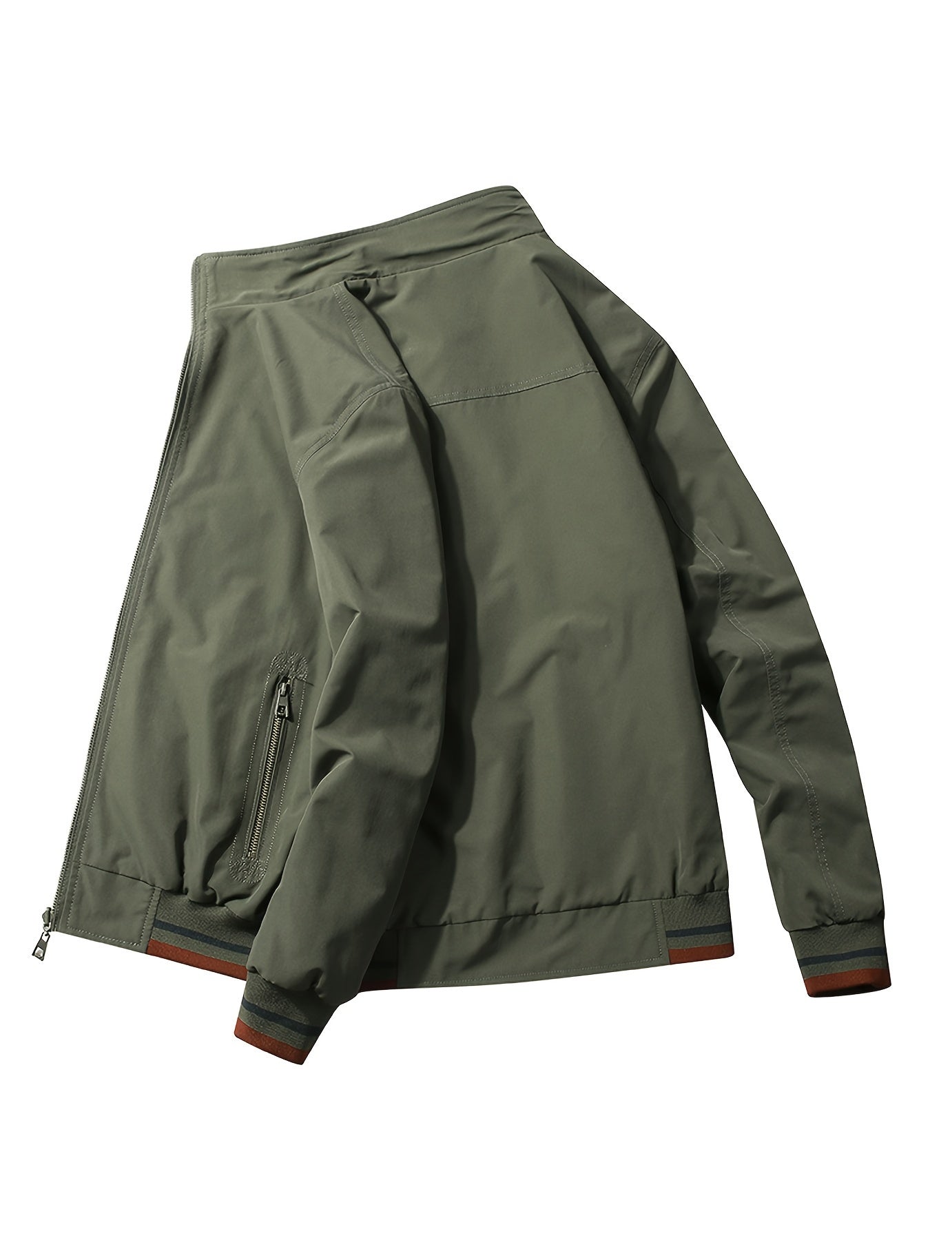 Men's Reversible Windproof Jacket with Pockets and Military-Inspired Design