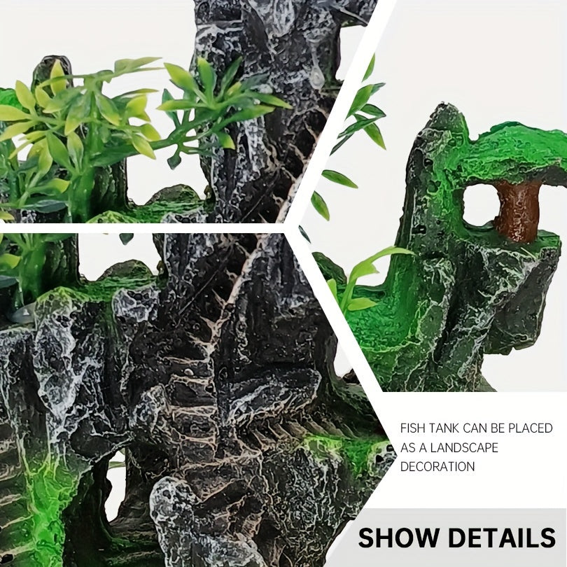 Resin Aquarium Rockery Decor Double-Sided Landscape for Fish Tanks