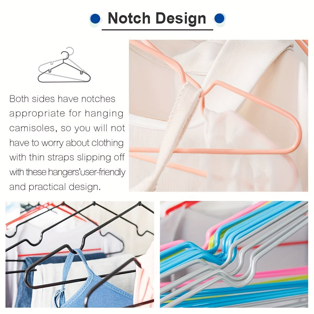 Set of 10 Metal Clothes Hangers Non-Slip Space-Saving Laundry Closet Organizers