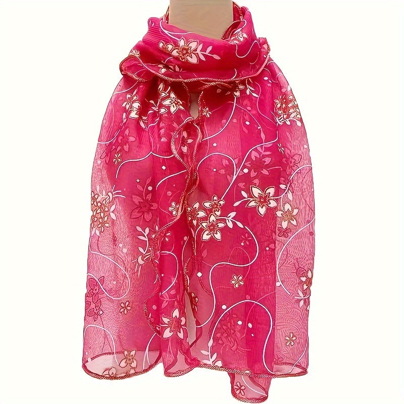 Bohemian Style Floral Embroidered Lightweight Shawl Wrap for Travel and Outdoor Use