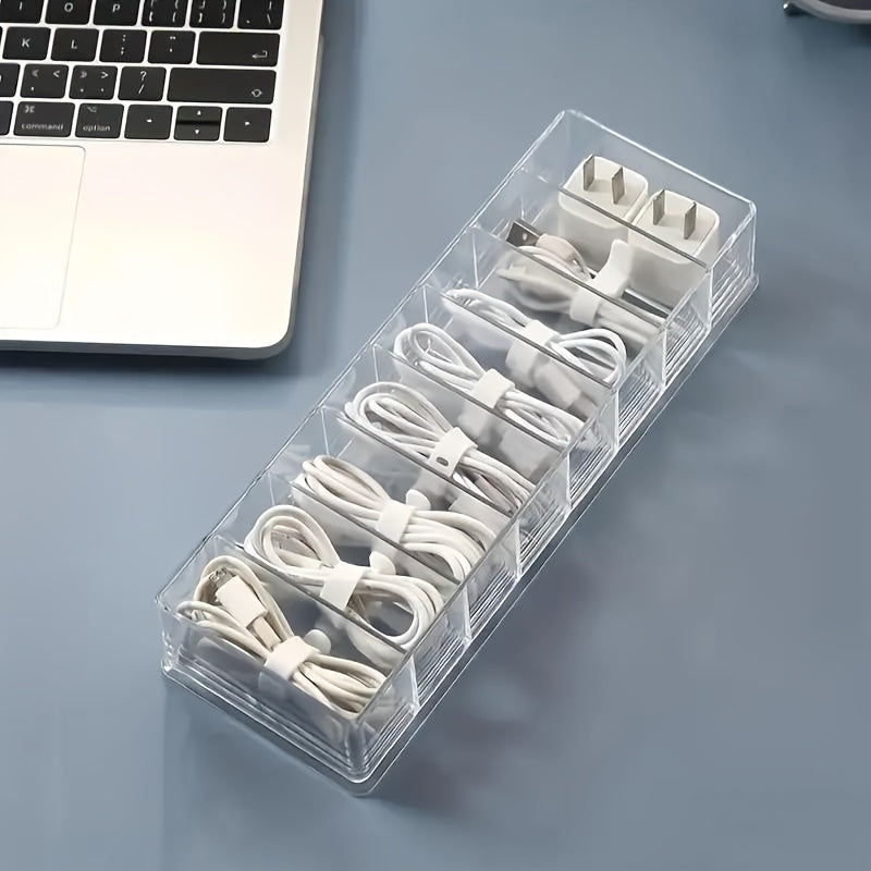 Plastic Desktop Cable Storage Box for Organizing Charging Cables in Bedroom Office Study