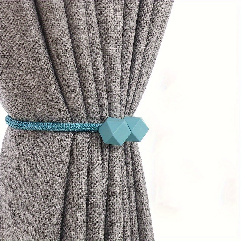Modern Minimalist Curtain Tieback Set Plastic Cube Clips Blue Pink Peach Brown Window Drapery Holders