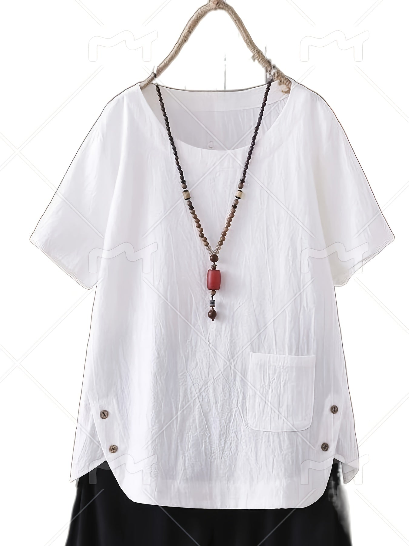 Camiseta de verano para mujer talla plus azul claro manga corta top casual