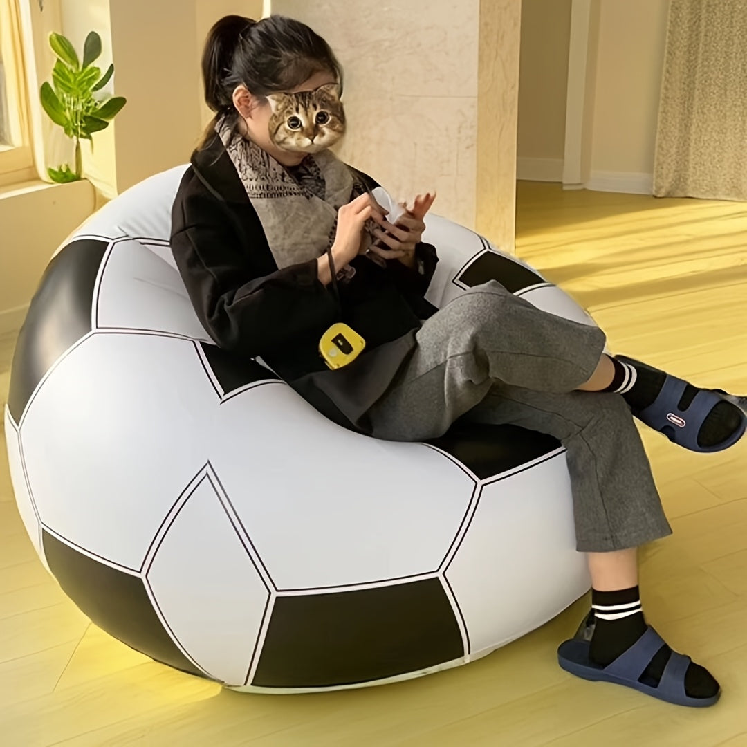 Sofá inflable impermeable para uso exterior, reclinable portátil en forma de balón de fútbol