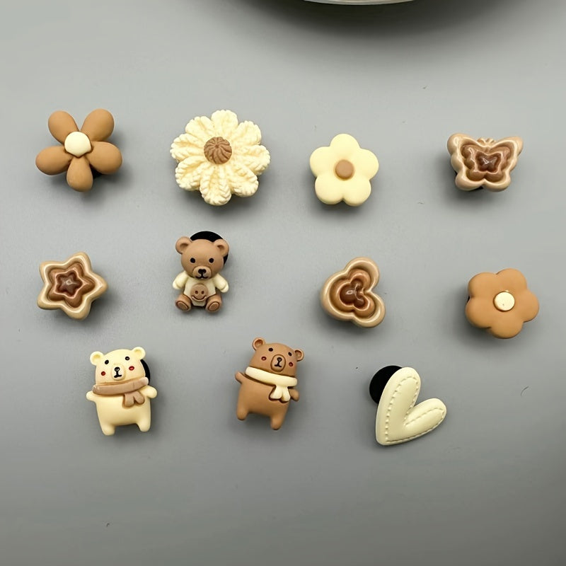 Family Shoe Charms 11Pcs Bear Theme Plastic Accessories for Clogs and Sandals