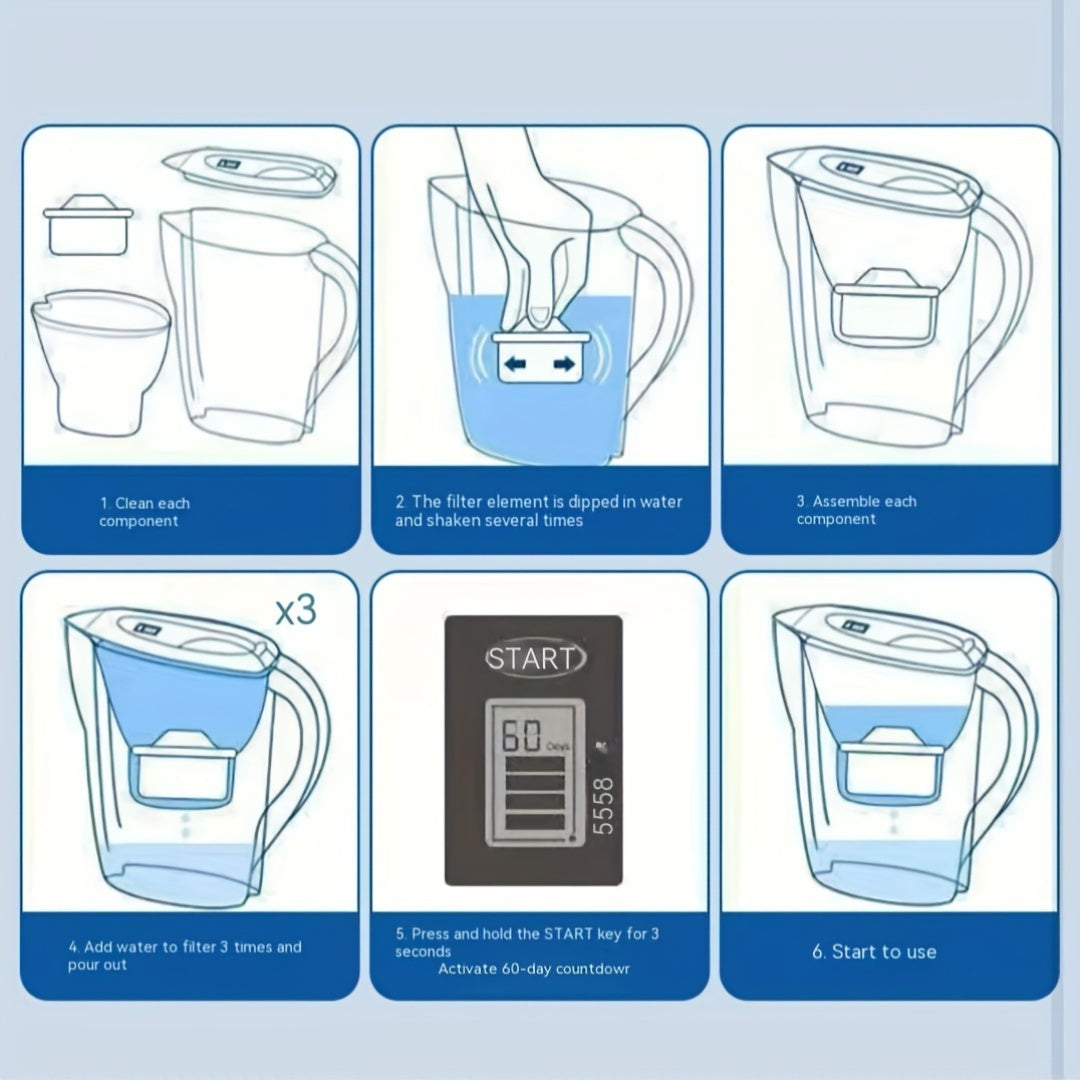 Ichimlik suvi uchun 6 ta suv filtri kartrijlari, xlor va kalsiy tuzlarining oldini olish uchun
