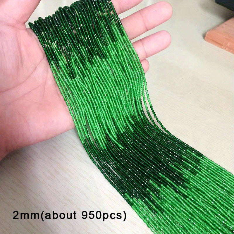 950 Pieces 2mm Faceted Glass Beads Gradient Colors for Jewelry Making and DIY Crafts