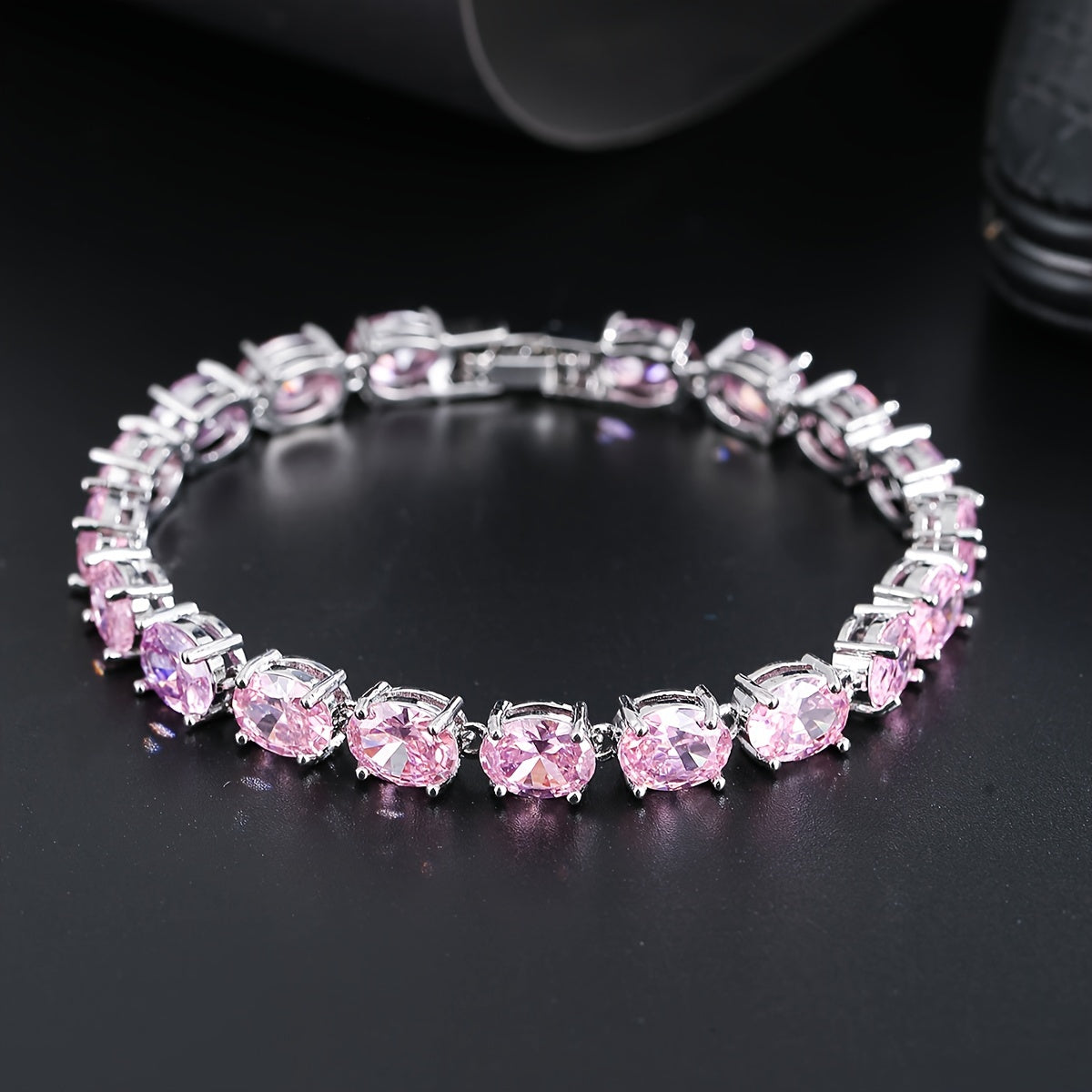 Zirconia Tennis Bracelet with Egg-Shaped Design Silver Jewelry for Women