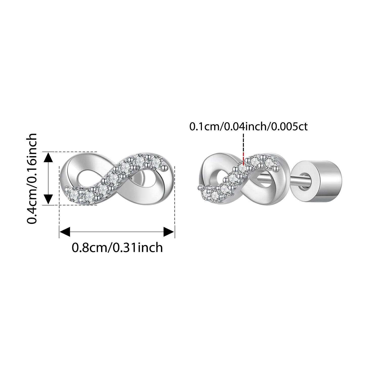 Sterling Silver Stud Earrings 7pcs Moissanite 0.005CT Hypoallergenic Jewelry for Women