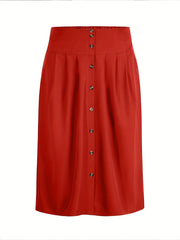 Women's Plus Size Skirt Pleated High-Rise A-Line Black Vacation Wear