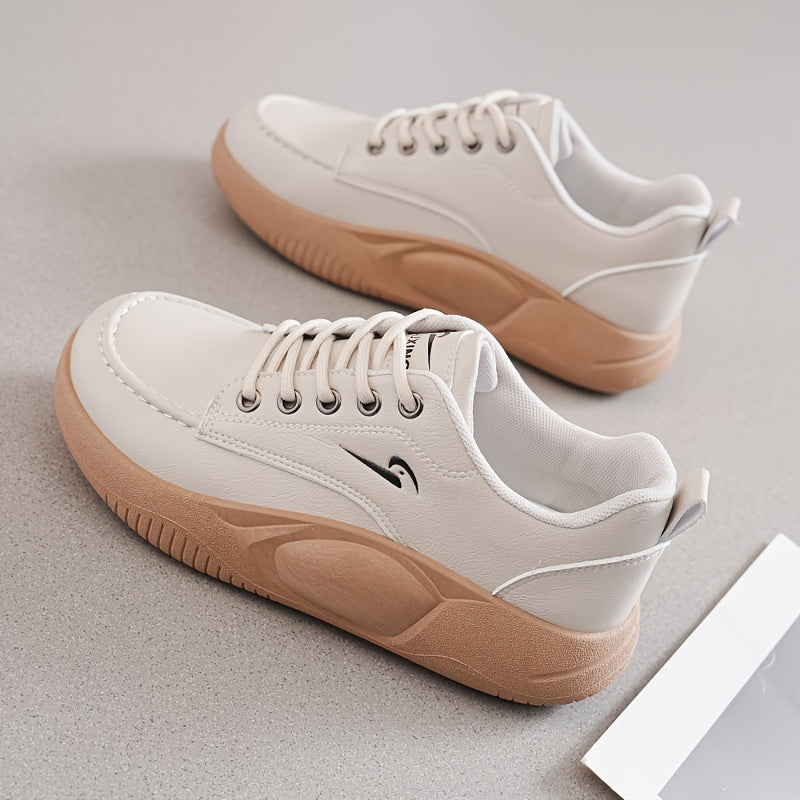 Women's Casual Sneakers Low Top Lace-Up Solid Color Fabric Lined PU Sole