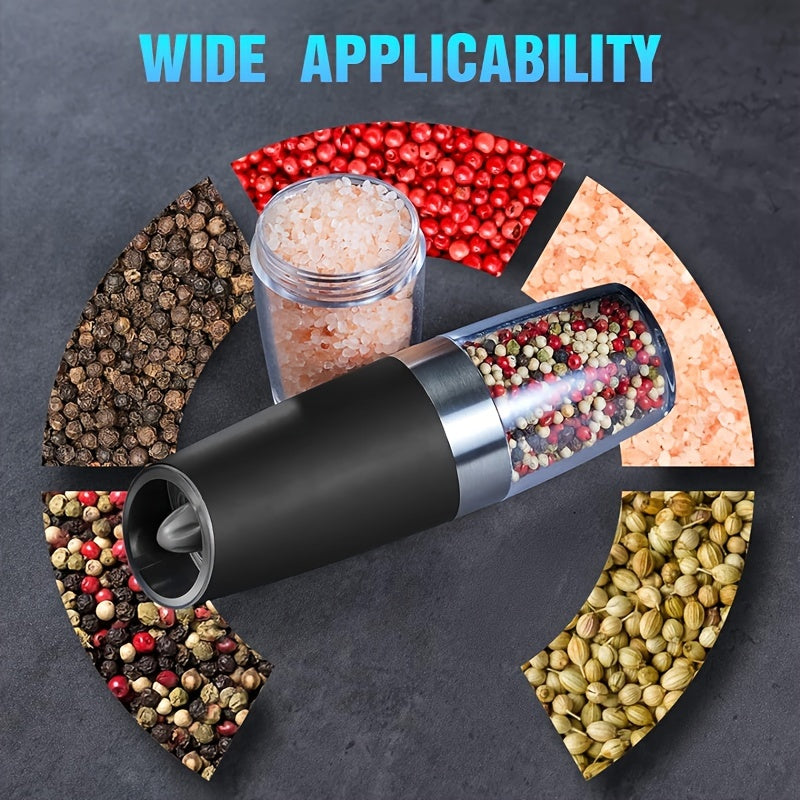 Electric Salt and Pepper Grinder Set with Adjustable Coarseness and LED Light
