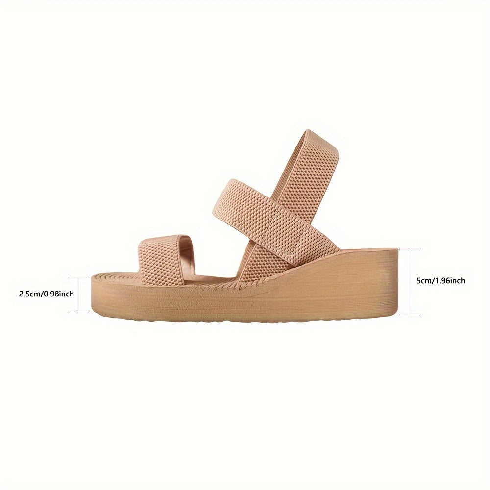 Women's Wedge Sandals Open Toe Elastic Band Casual Beach Shoes