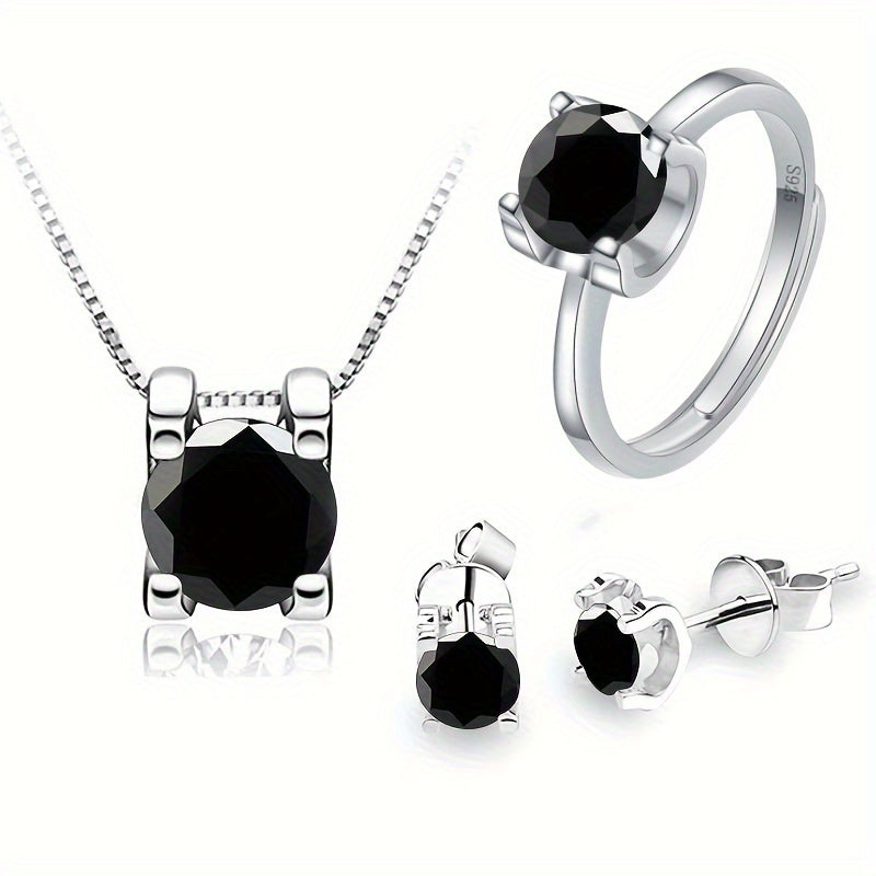 Набор украшений из стерлингового серебра 925 с моссанитом, включающий серьги, ожерелье, кольцо, 1 карат, подарок на помолвку и свадьбу