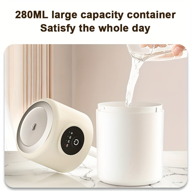 UltrQuiet Portable Humidifier with Night Light 280ml Tank for Bedroom Office Car Beige White