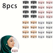Set of 8 Electroplated Alloy Brooch Pins for Hijab with Magnetic Closure Modern Design