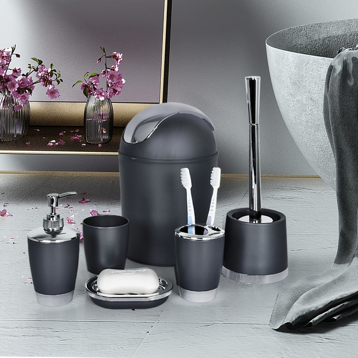 Juego de accesorios de baño de 6 piezas para decoración de baño y regalo de inauguración