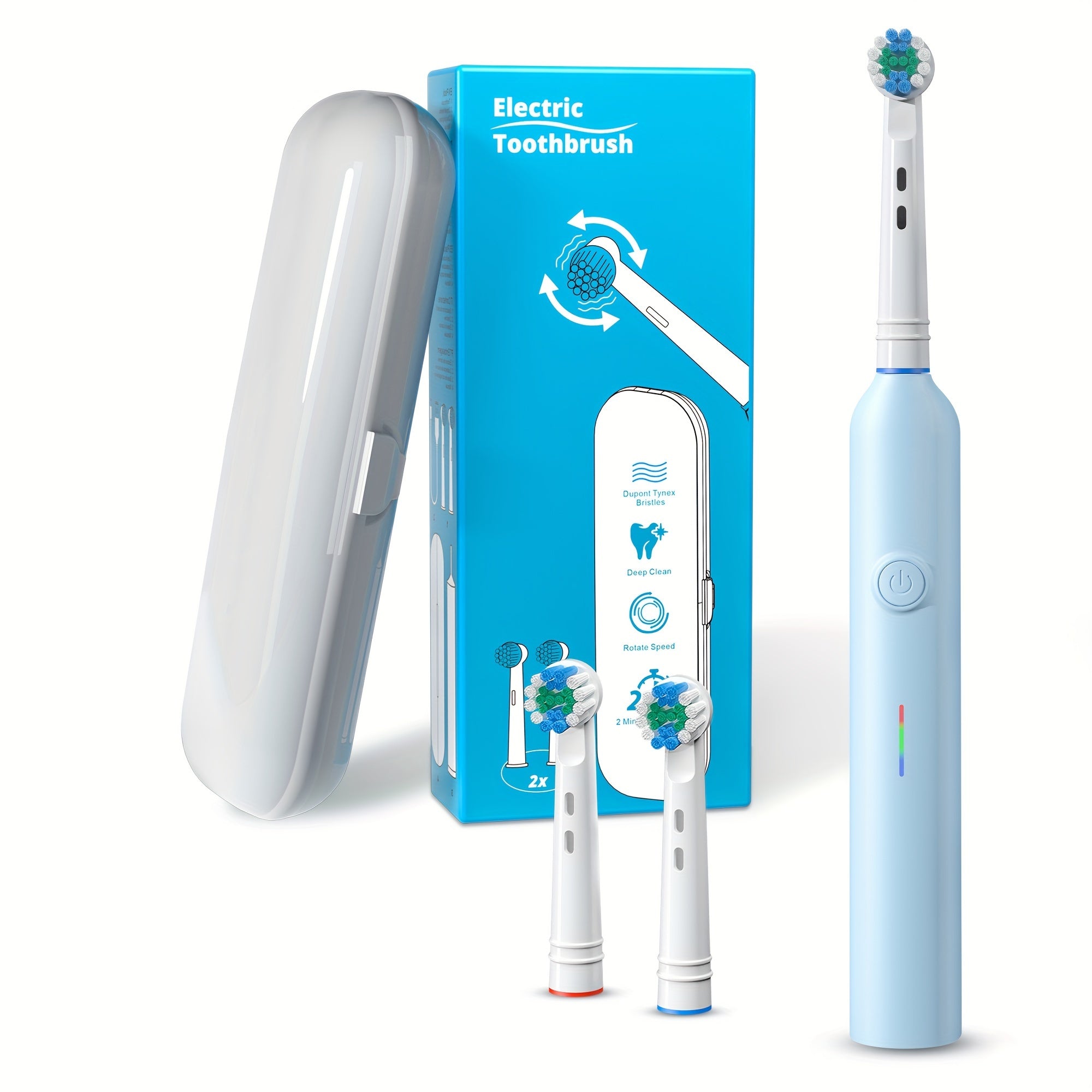 Electric Toothbrush for Adults Rotating 3 Modes 2 Brush Heads Waterproof