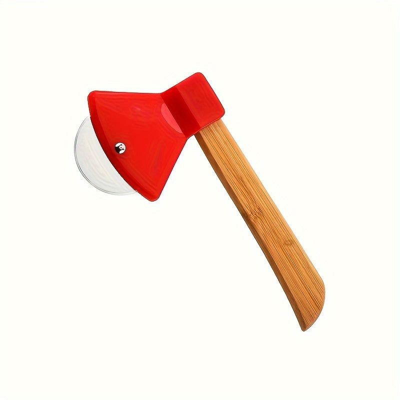 Stainless Steel Axe-Shaped Pizza Cutter 21cm with Bamboo Handle Kitchen Tool