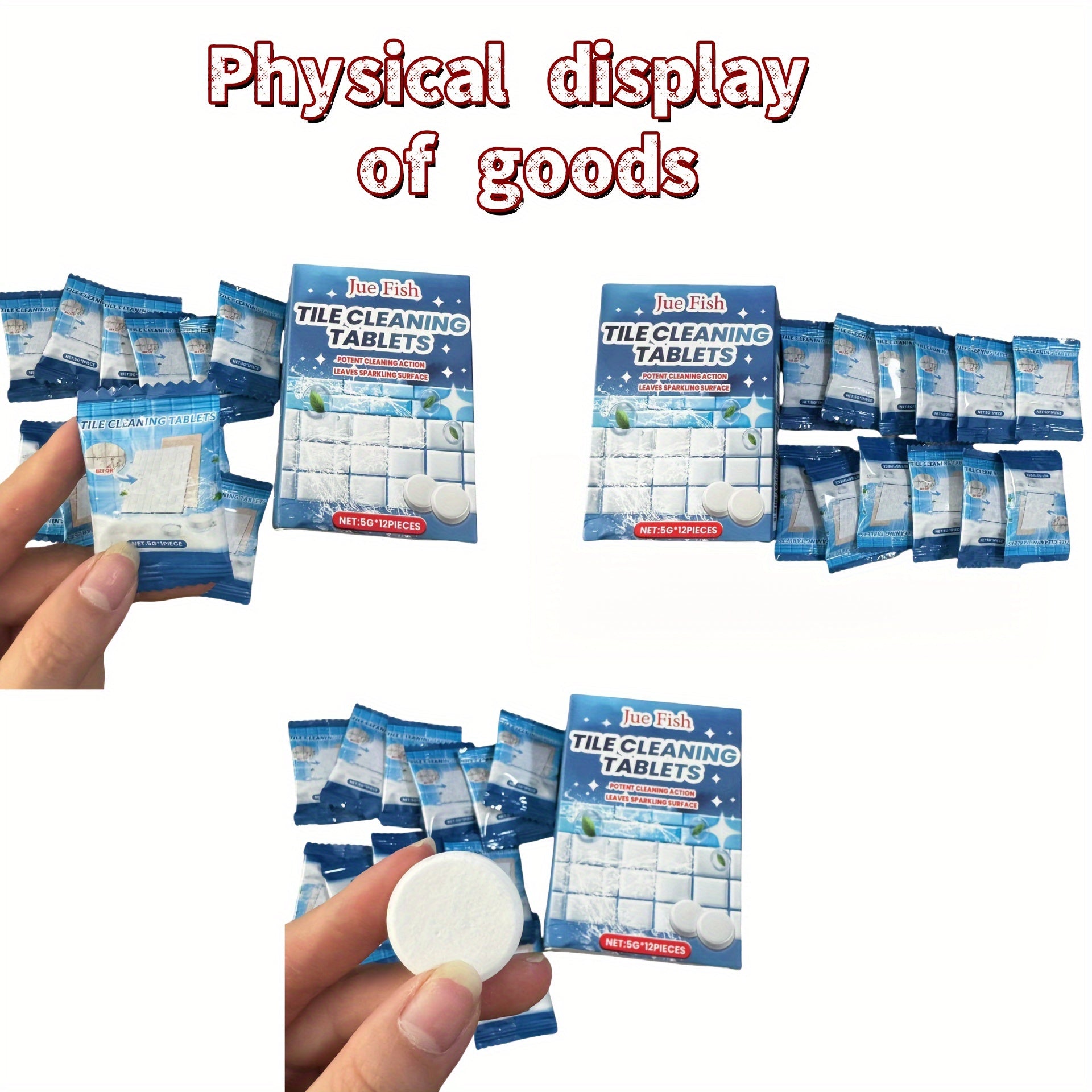 Effervescent Tile Cleaning Tablets for Home Kitchen Bathroom Walls