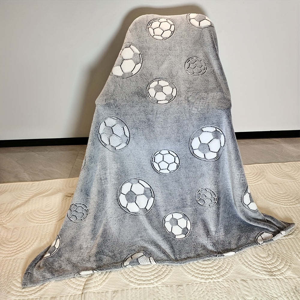 Manta de fútbol que brilla en la oscuridad, de franela, acogedora y suave, regalo para aficionados al deporte