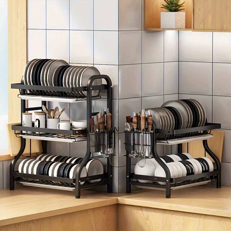 2-Tier Kitchen Dish Rack with Drainboard for Dishes and Cutting Boards Commercial Use