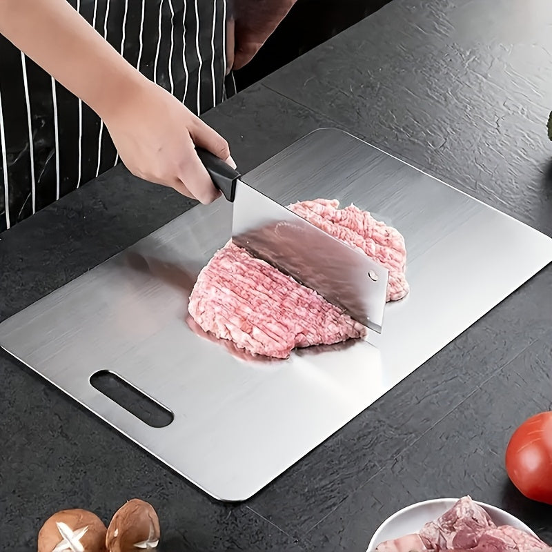 Stainless Steel Double-Sided Cutting Board for Food Prep and Dough Kneading