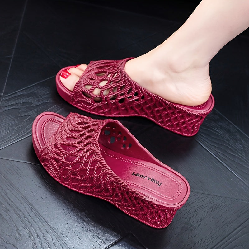 Women's Slip-On Wedge Sandals with Air Cushion Platform, Open-Toe, Multi-Color