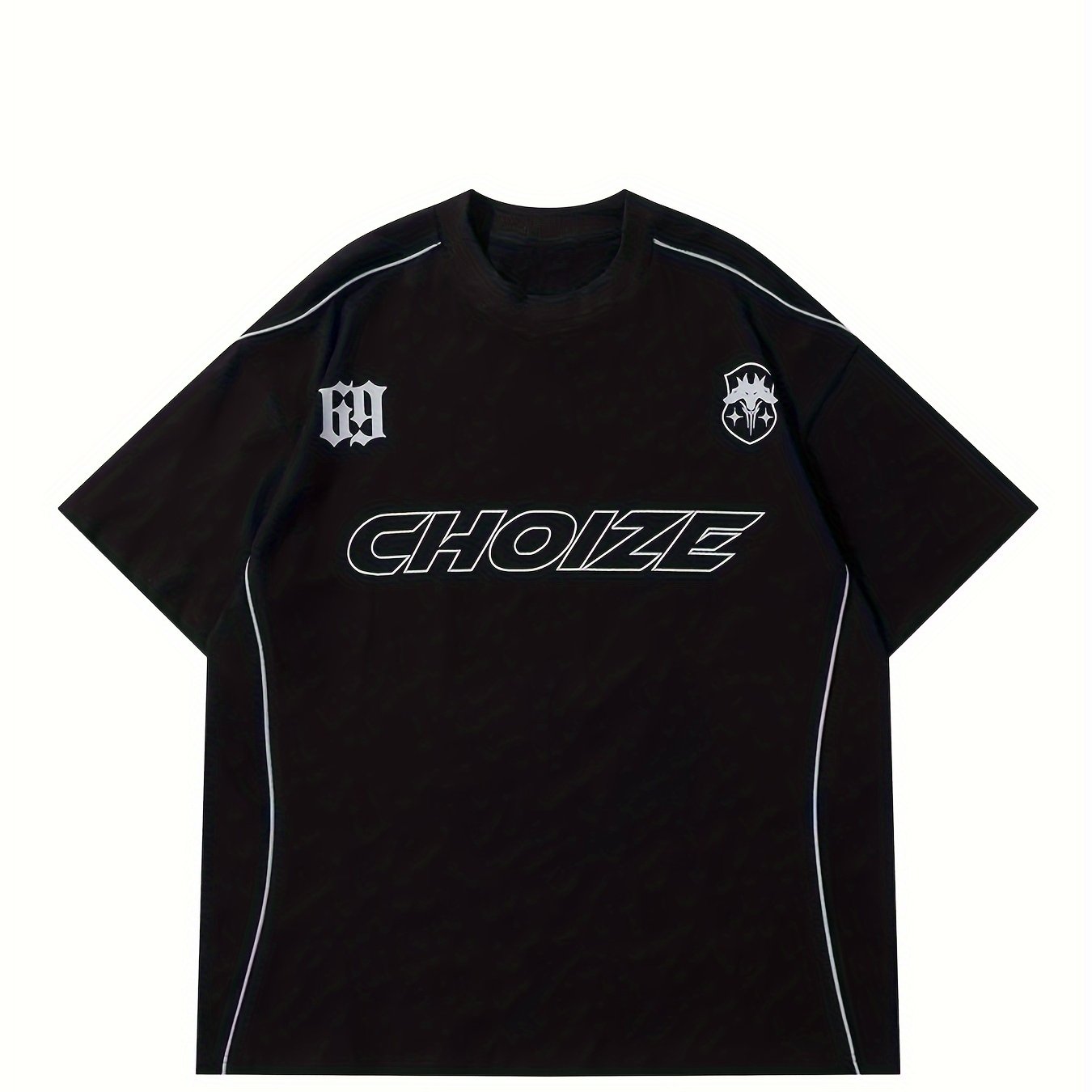 Unisex Y2K Alphabet Print Crew Neck T-Shirt Polyester Elastane Knit Fabric