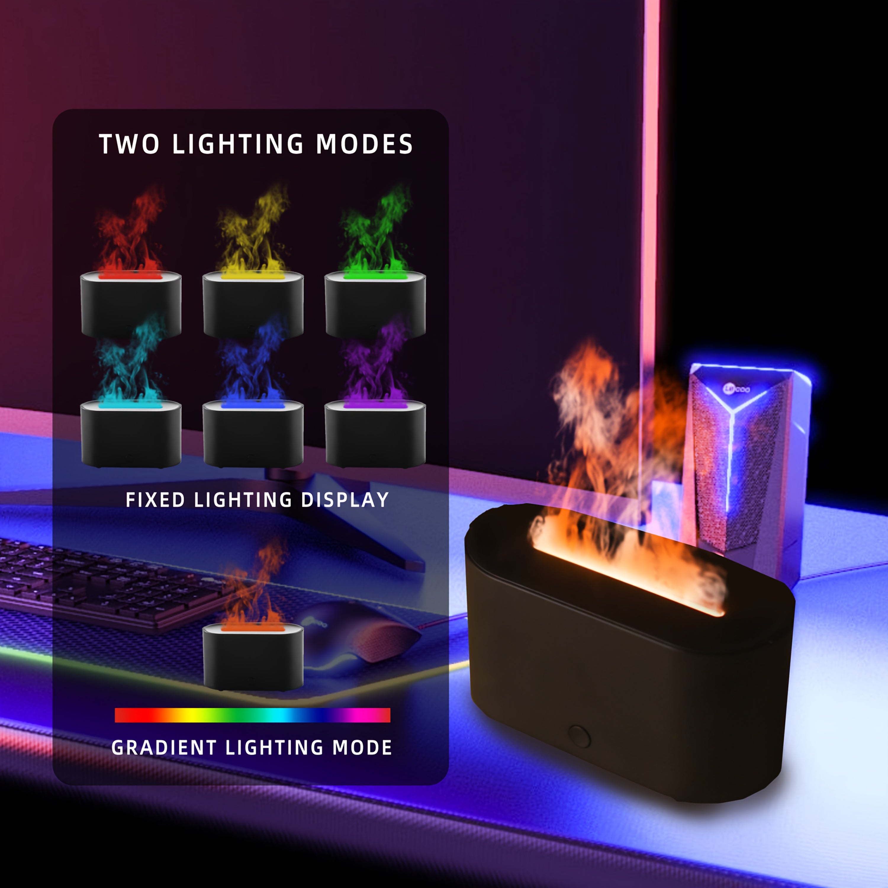 Havo bug'lari namlagich, efir moyi diffuzori, etti rangli kechki chiroq, yotoqxona, uy