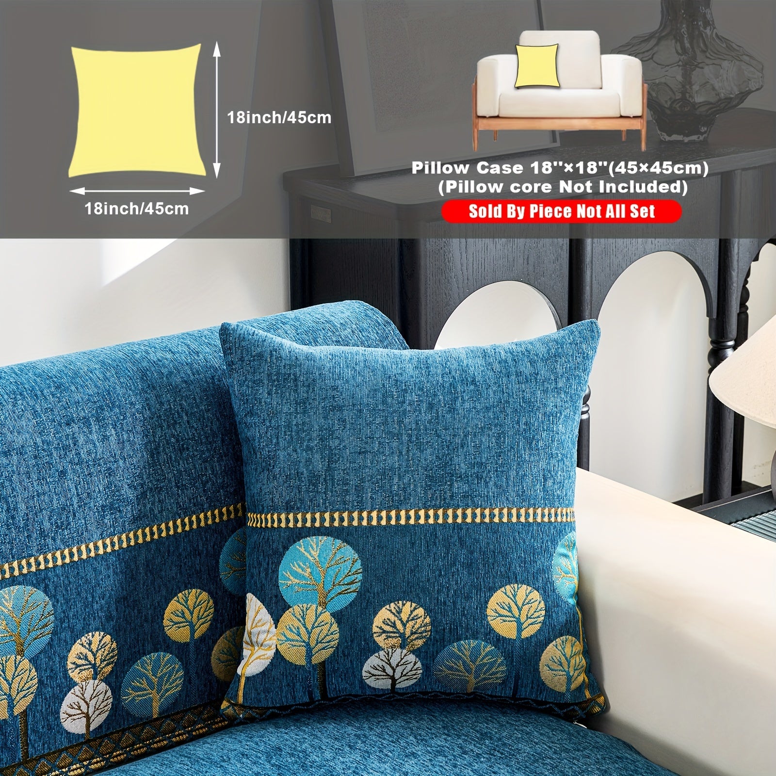 Chenille Sofa Cover with Tree Embroidery Pet-Friendly Slip-Resistant Easy to Clean Fits Various Sofa Sizes for Living Room and Home Decor