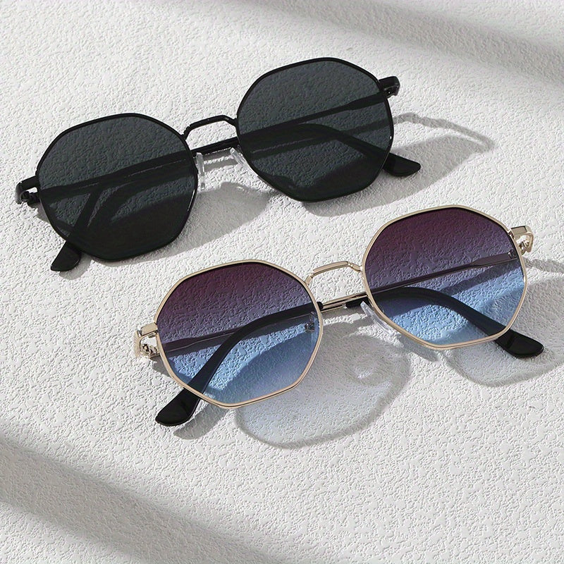 Ayollar va erkaklar uchun polygonal metall shisha to'plami, kundalik gradient dizayni, plyaj partiyasi aksessuarlari