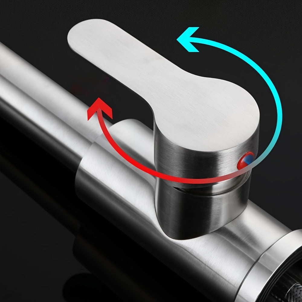 360° Rotating Kitchen Faucet with Hot Cold Water Sprayer Brushed Finish for RVs Campers and Travel Trailers