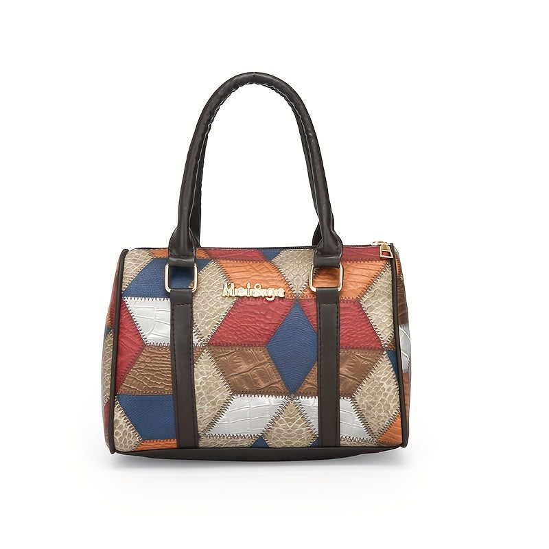 Fashionable Patchwork Crossbody Handbag for Office and Casual Use