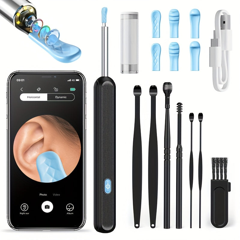 Wireless Ear Wax Removal Kit with Camera LED 7pcs Rechargeable USB for iOS Android