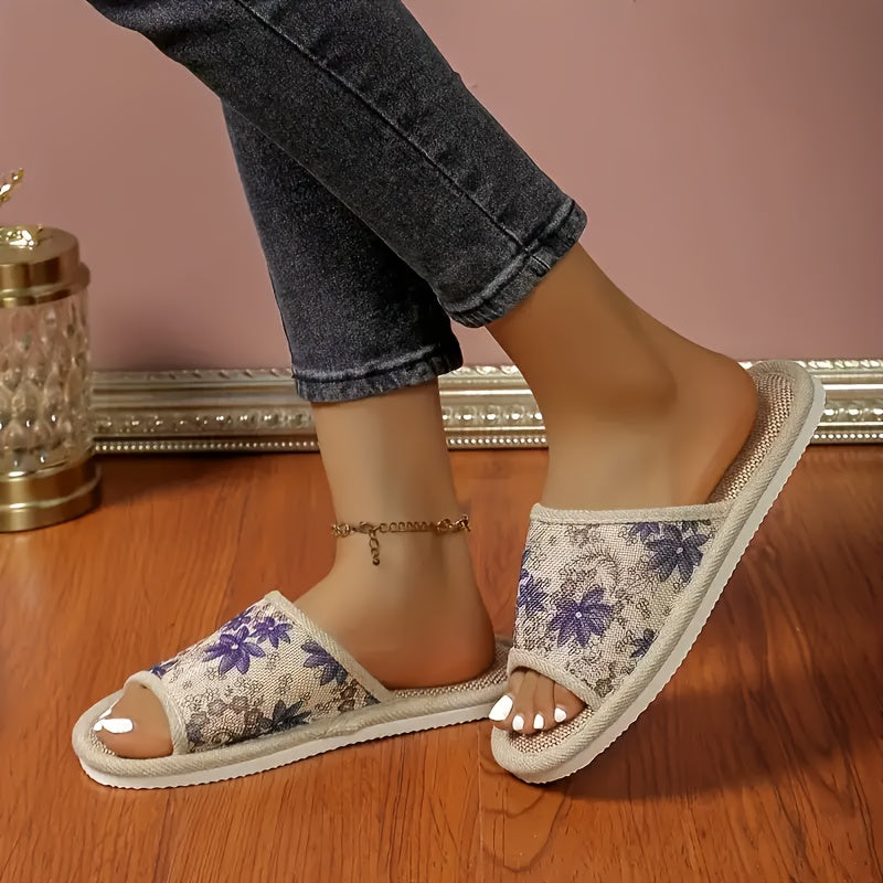 Women's Floral Slip-On Sandals with EVA Sole Lightweight Casual Shoes