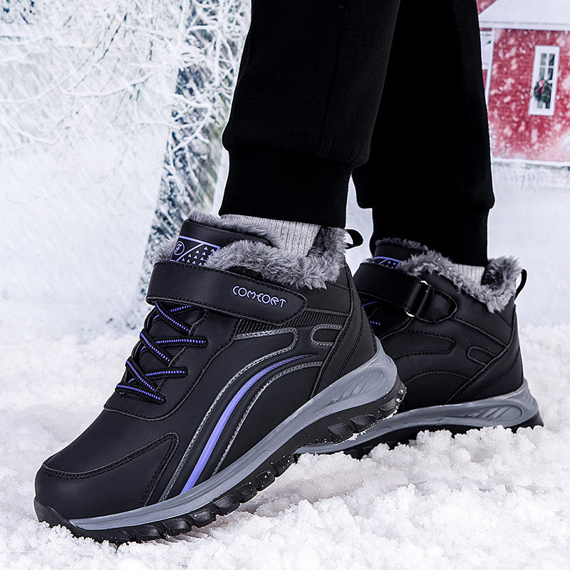 Women's Winter Mid-Calf Fleece Lined Snow Boots Slip-On Low Block Heel