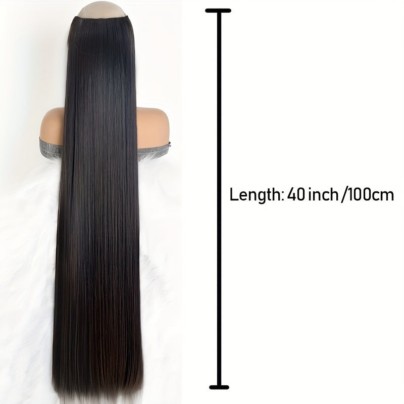 Women's 101.6cm Silky Straight Synthetic Clip-In Hair Extensions for Volume and Length