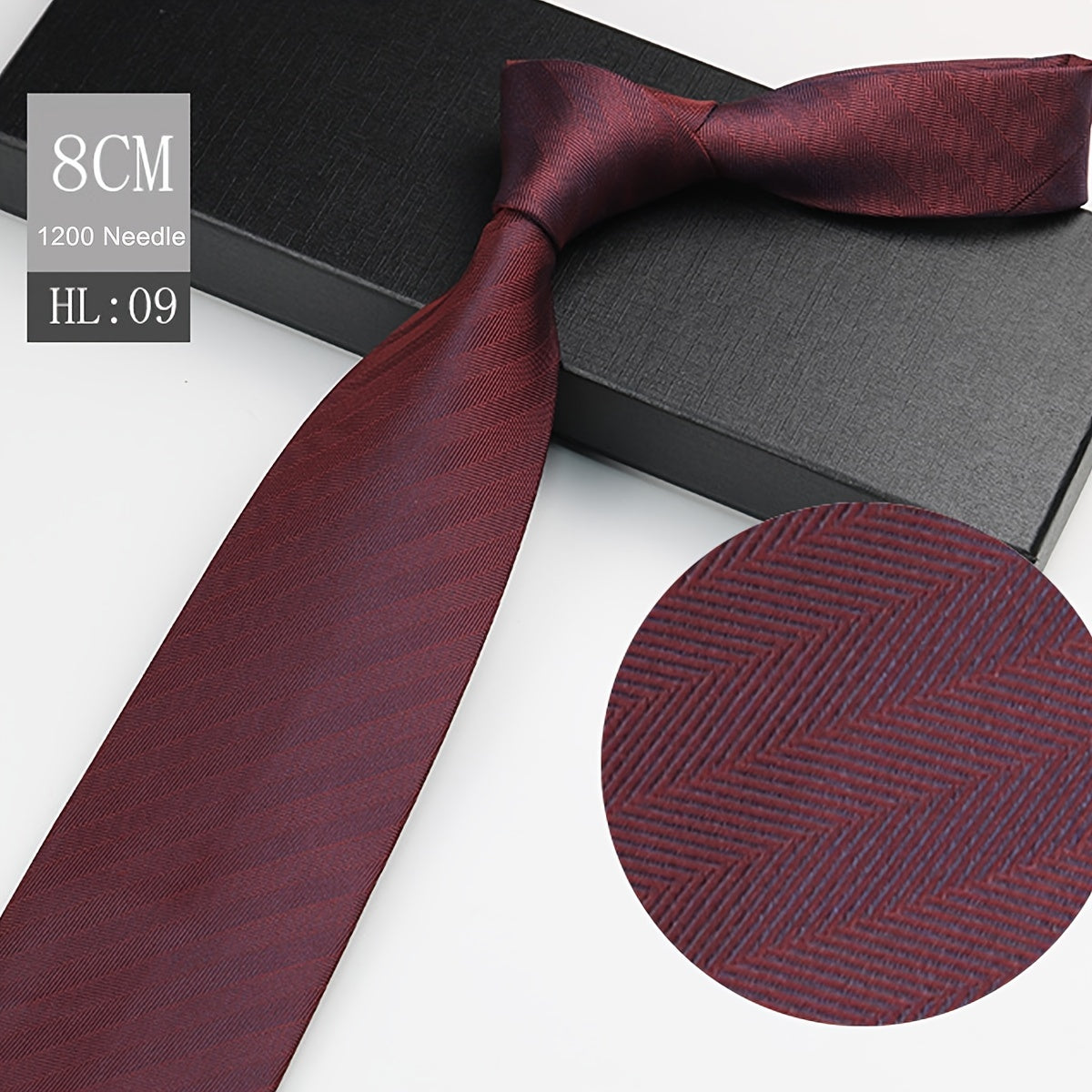 Men's Red Polyester Necktie 8cm Wide for Weddings and Business Events