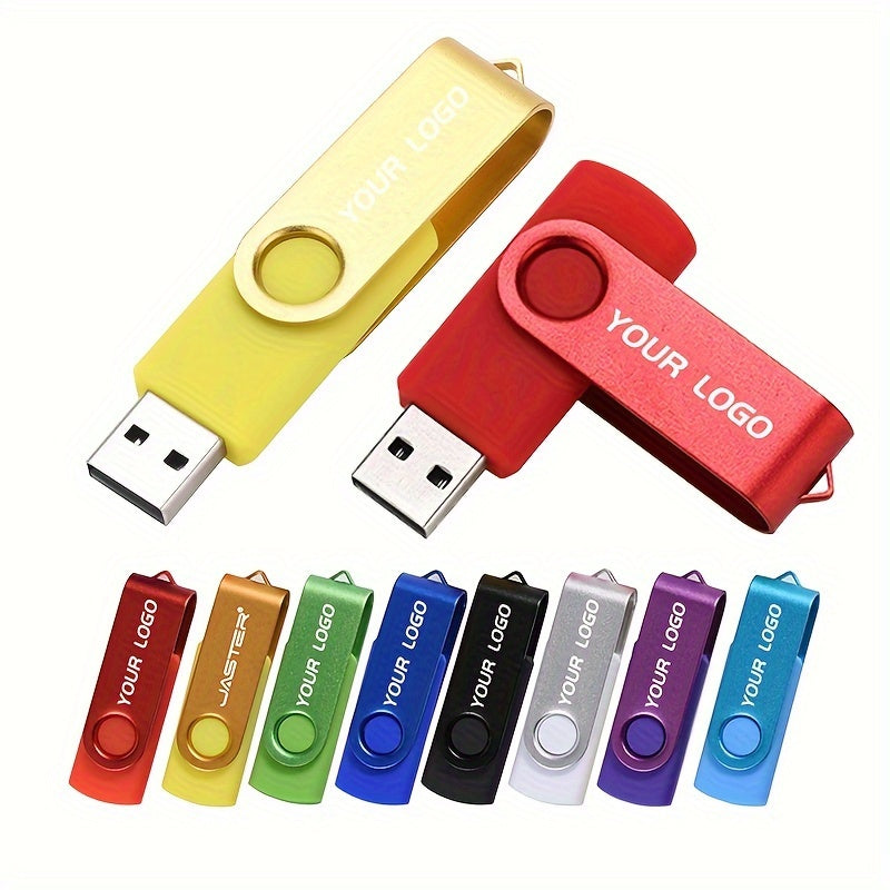 128GB High-Speed USB 2.0 Flash Drive with Rotatable Metal Keychain in Bright Colors