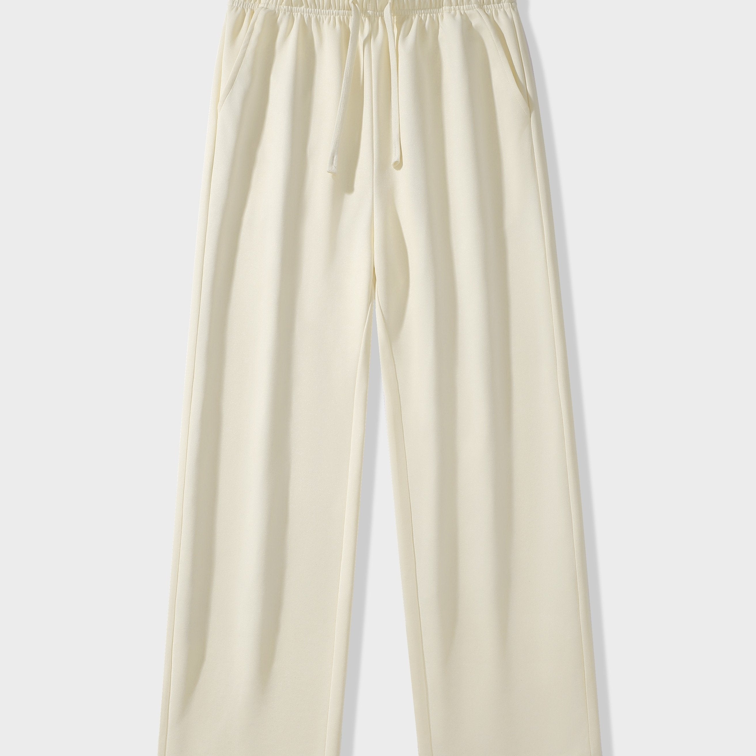 Men's Black Loose Fit Wide Leg Athletic Pants with Drawstring Waist and Breathable Polyester