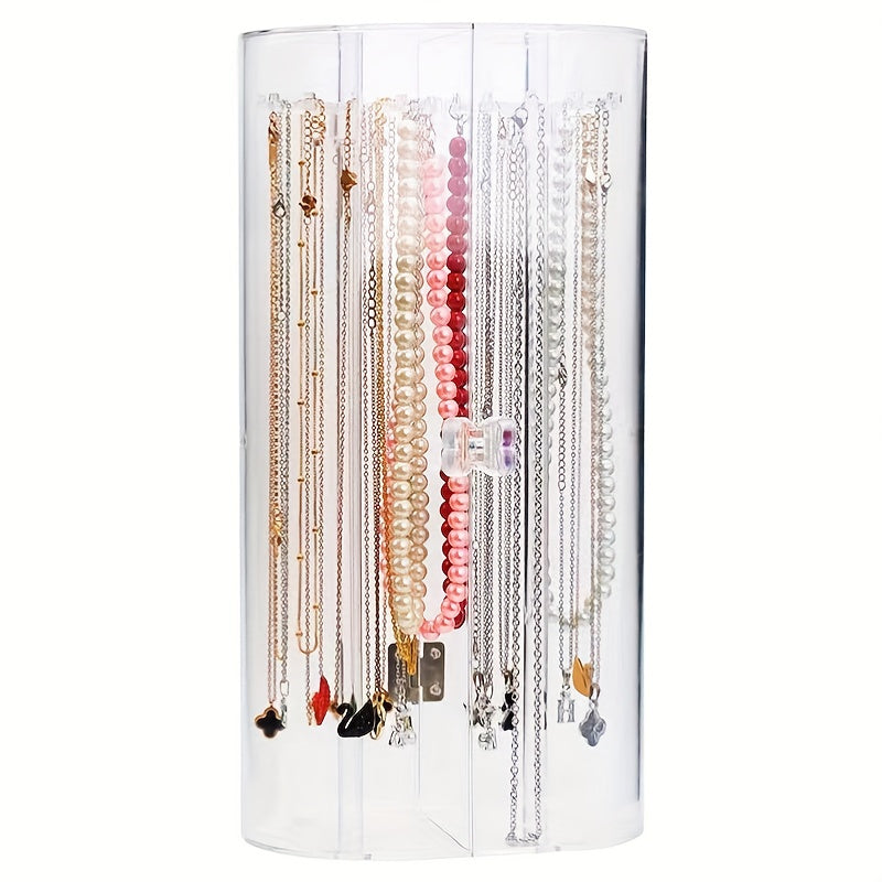 Organizador de joyas de acrílico con diseño transparente para collares, pulseras y relojes