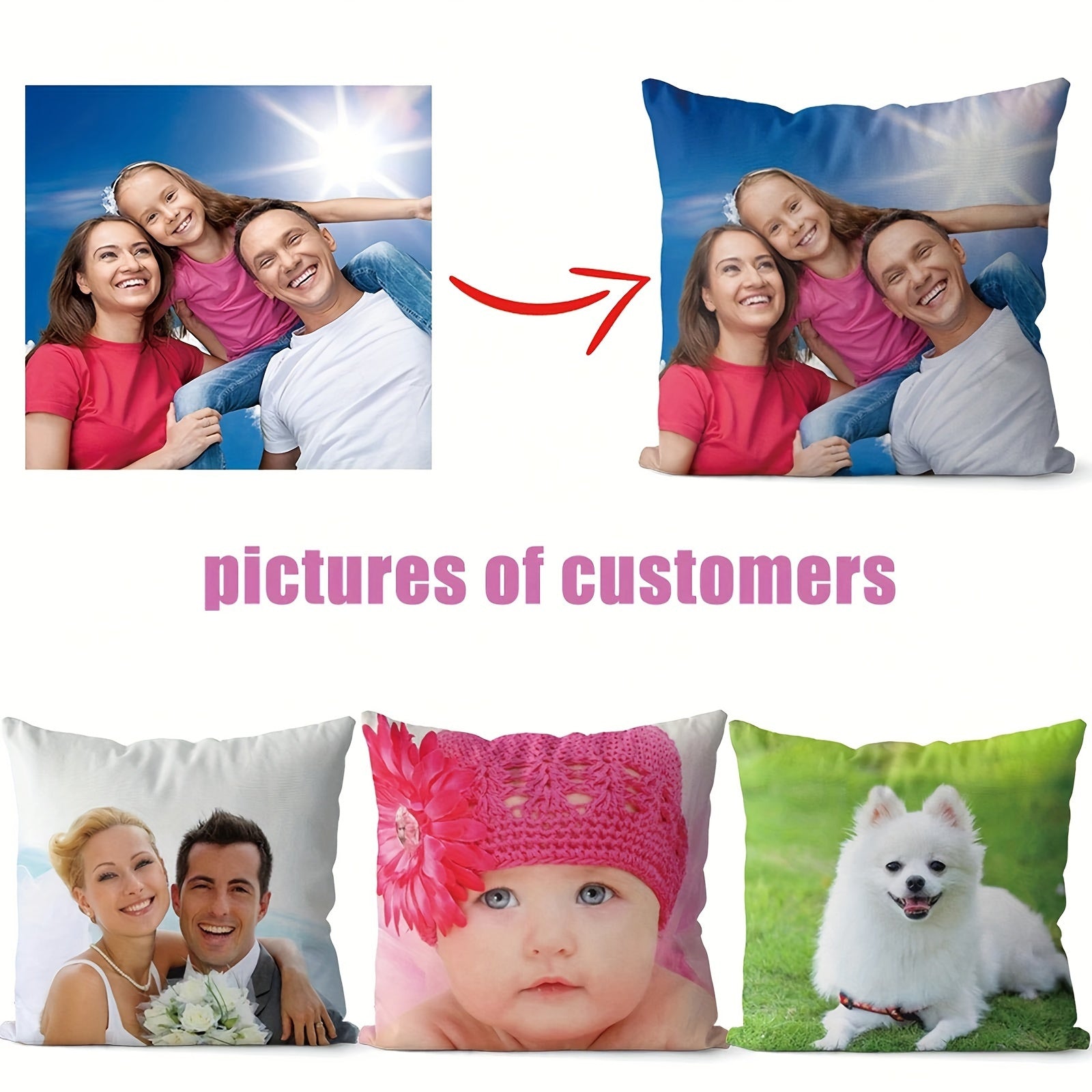 Personalized Photo Pillow Cover for Mother's Day Father's Day Thanksgiving Teacher Appreciation Polyester Single-Sided Print