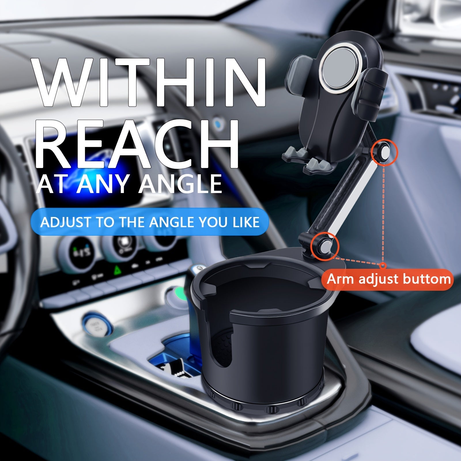 Avtomobil stakan tutqich telefon o'rnatgich universal kengaytirgich 360° burilish bilan