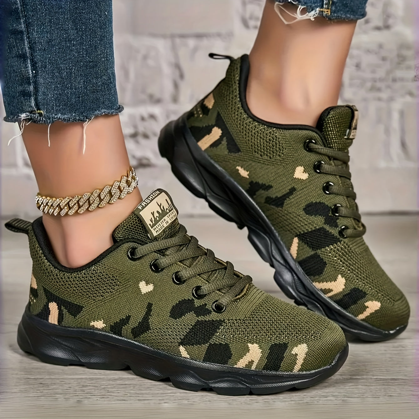 Women Camouflage Mesh Sneakers Lightweight EVA Sole Casual Running Shoes